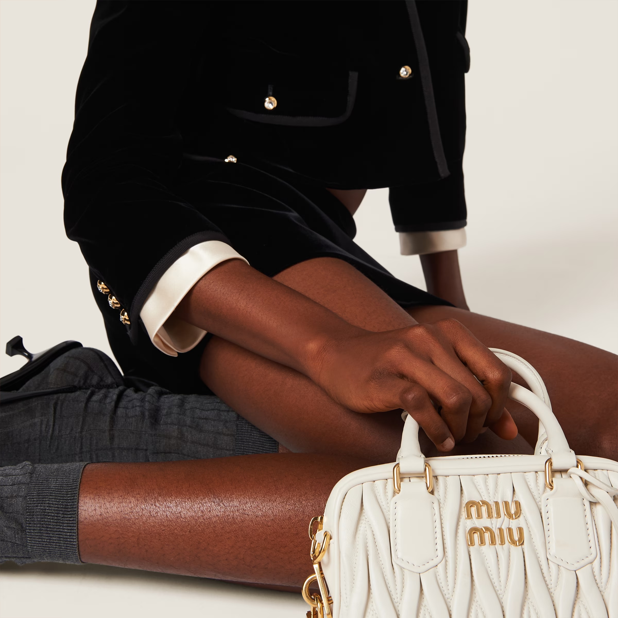 Miu Miu Velvet Mini Skirt In Black