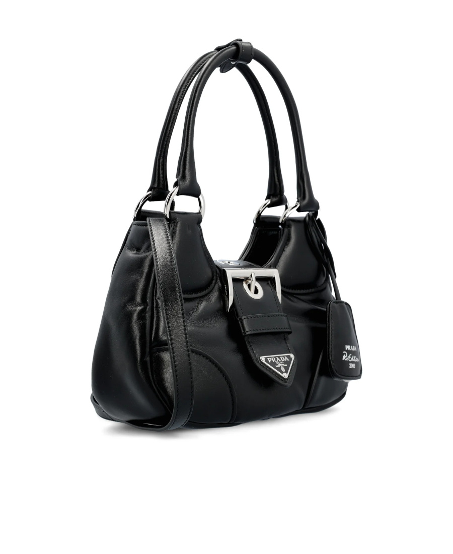 Prada Moon Padded Nappa-leather Mini Bag In Black