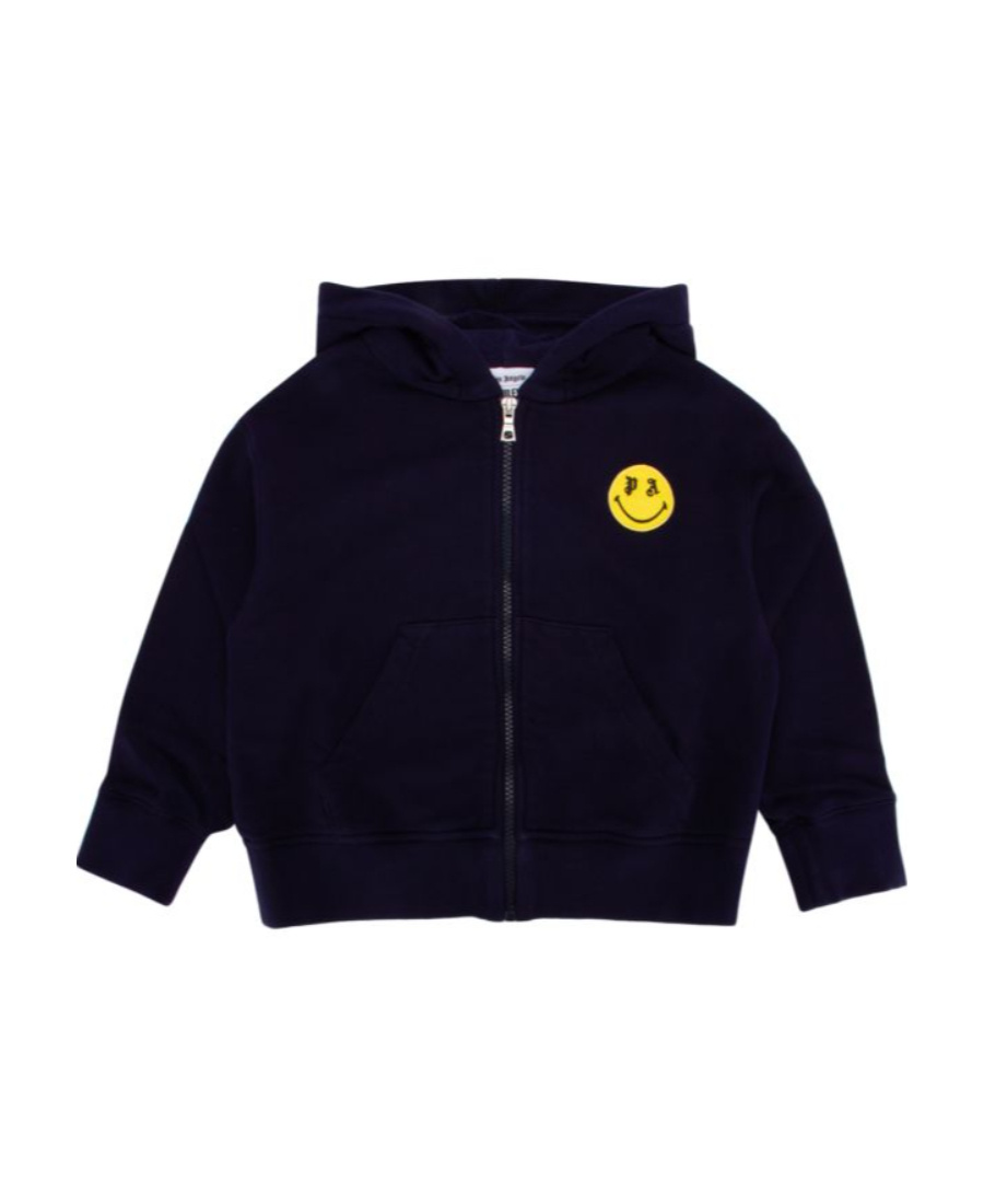 Palm Angels Smiley Motif Teddy-print Hoodie In Black