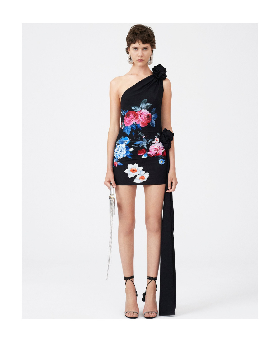 Magda Butrym One-word Shoulder Strap Mini Dress In Black