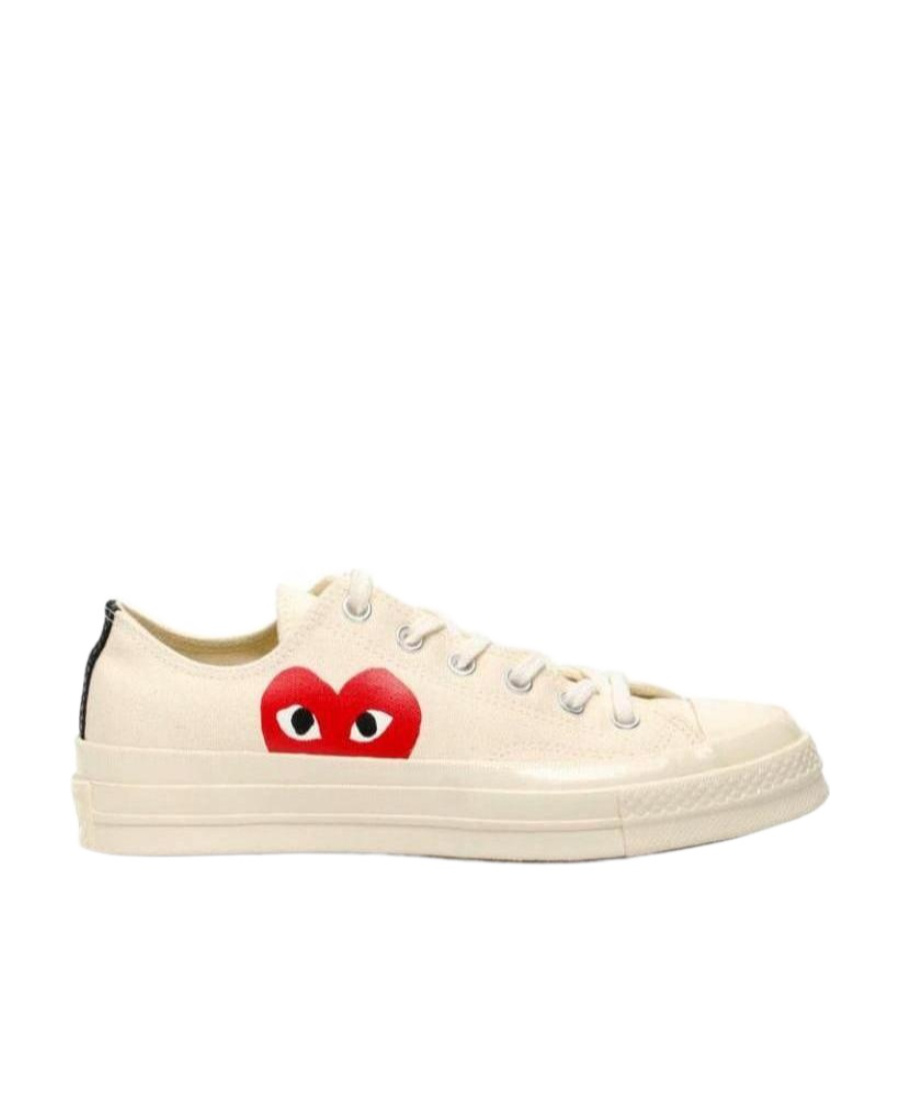 Comme Des Garçons Play X Converse Comme Des Garcons Play X Converse Chuck Taylor 70 Small Red Heart Low Top Sneakers In Nude
