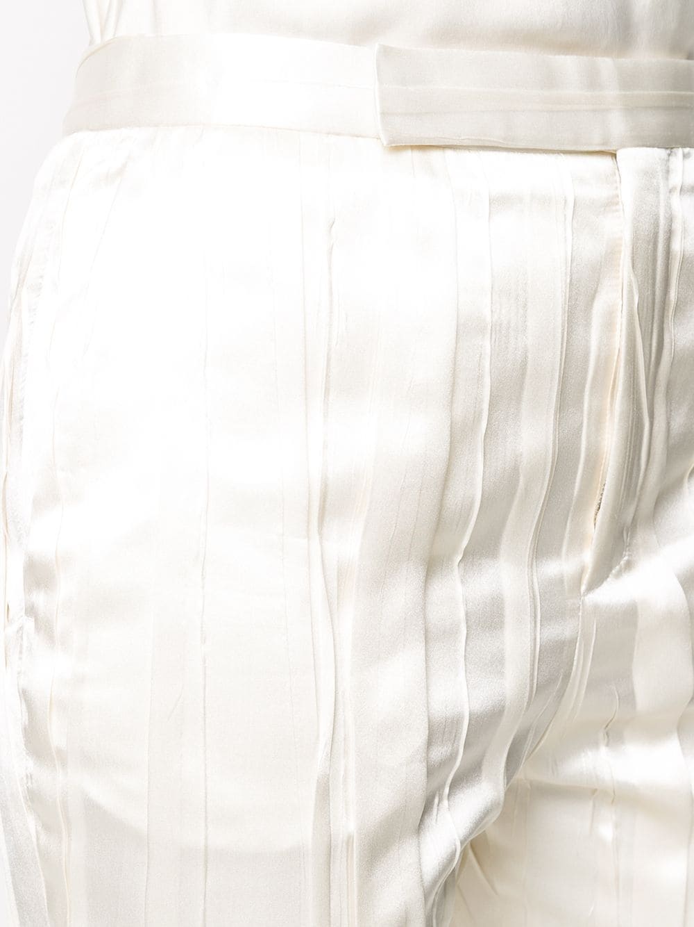 Saint Laurent Crinkle-effect Tailored Trousers In White