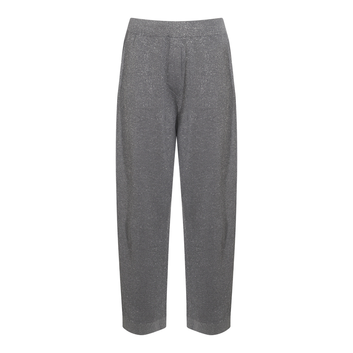 Brunello Cucinelli Ribbed Texture Elastic Waistband Shimmering Finish Trousers