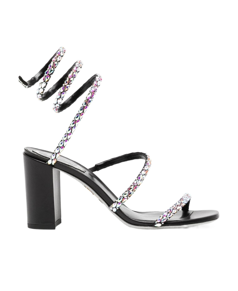 René Caovilla Crystal Embellished Strappy Sandals In Black