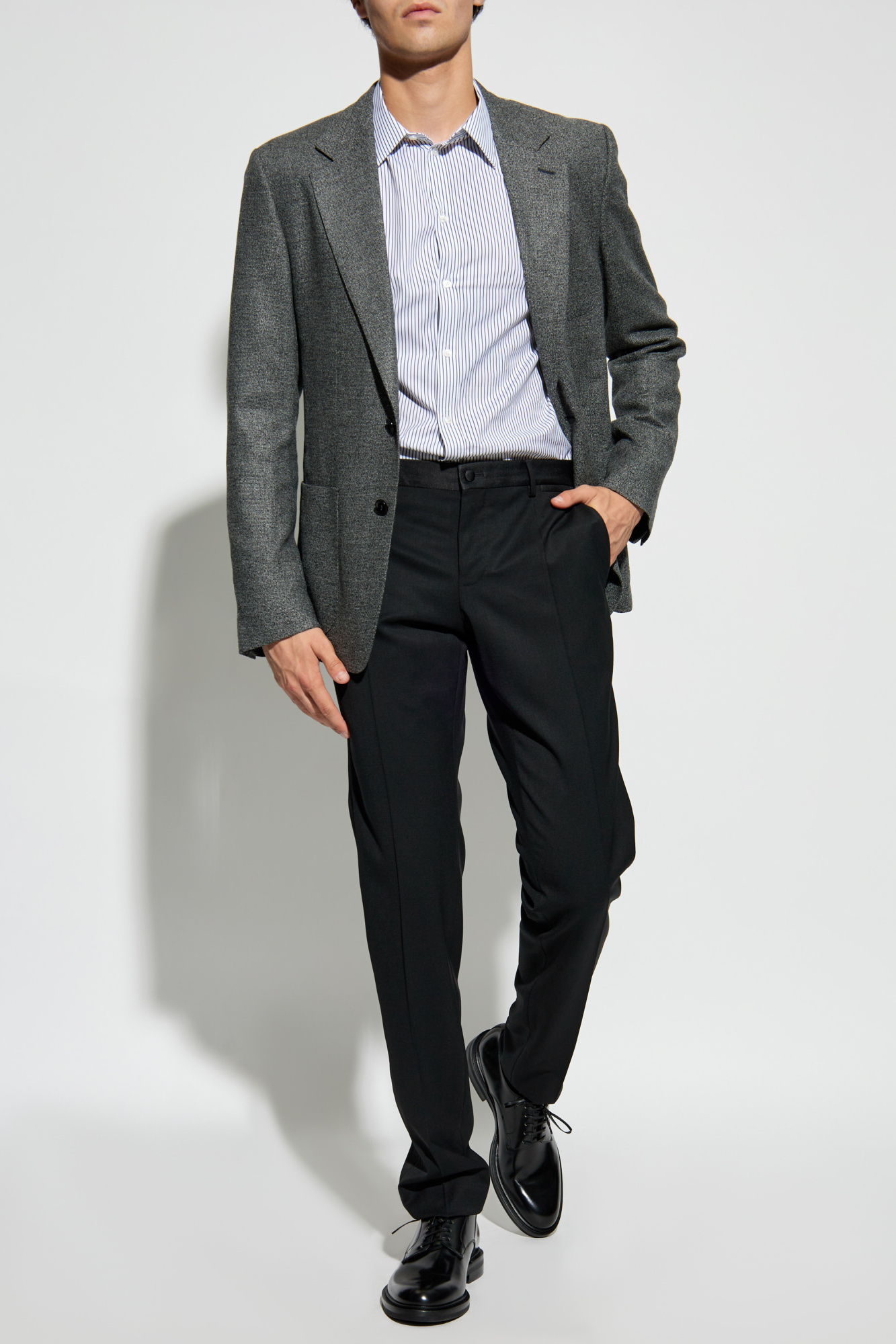 Dolce & Gabbana Notched Lapel Single-breasted Jacket In Gray