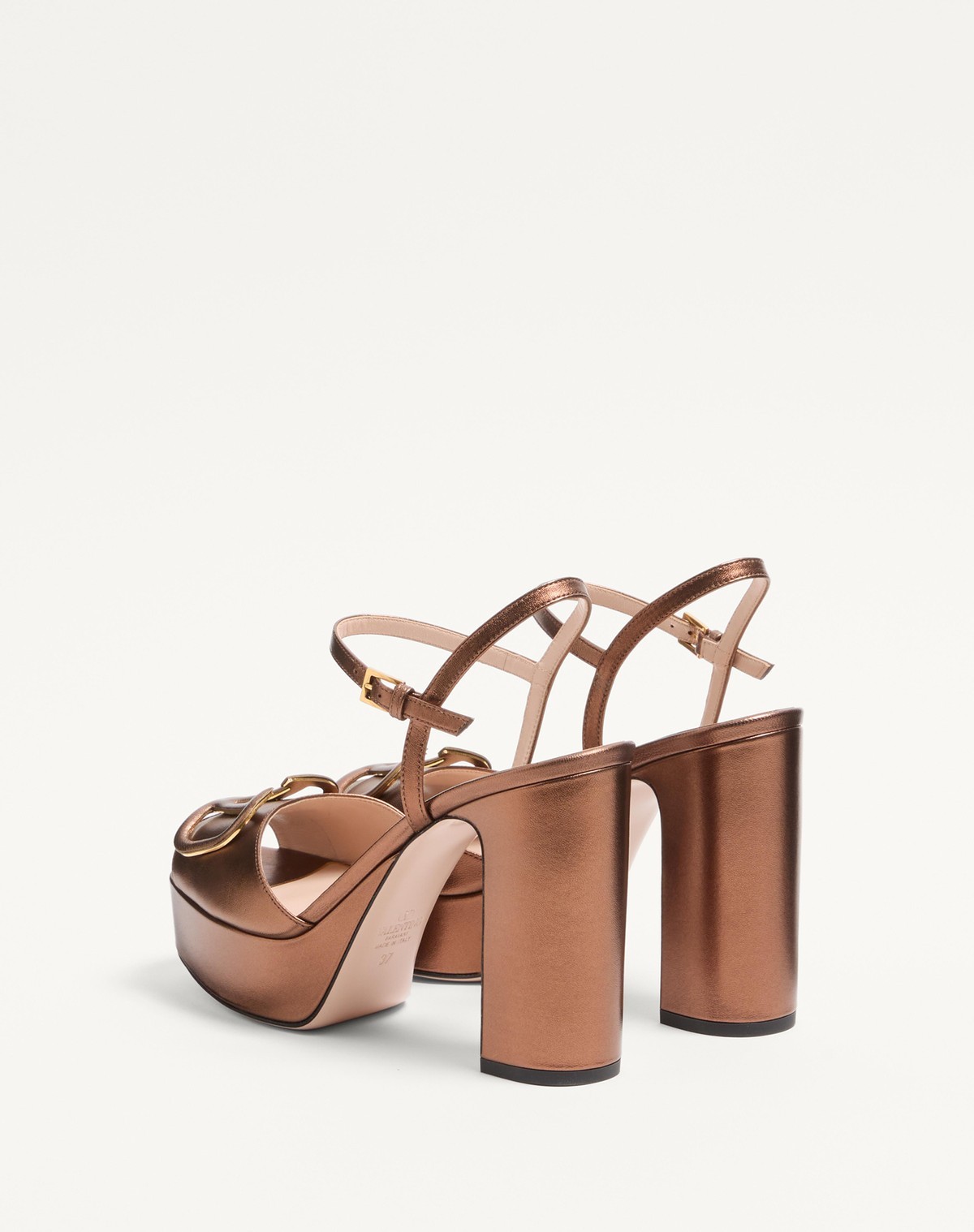 Shop Valentino Vlogo Signature Platform Sandal In Laminated Nappa Leather 115mm