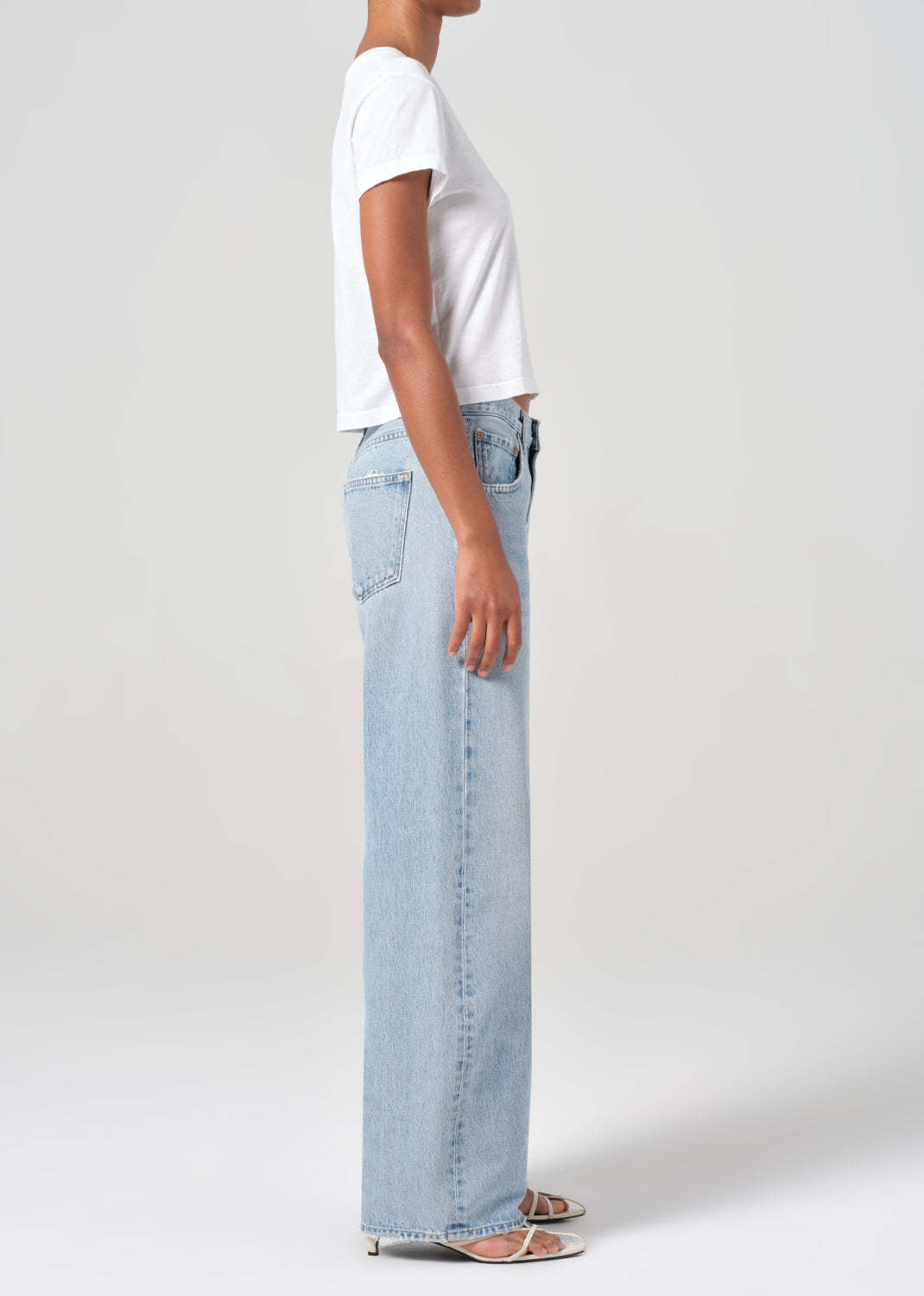 Agolde Blue Jeans With Wide Leg And Logo Patch On The Rear In Blue