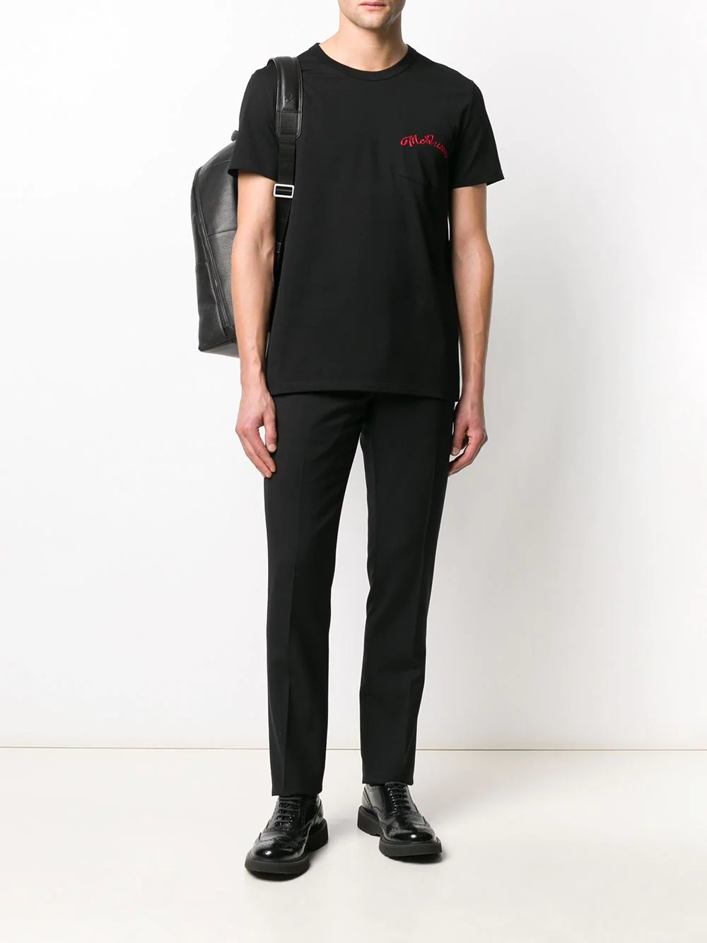 Mcq By Alexander Mcqueen Logo Embroidered T-shirt In Black