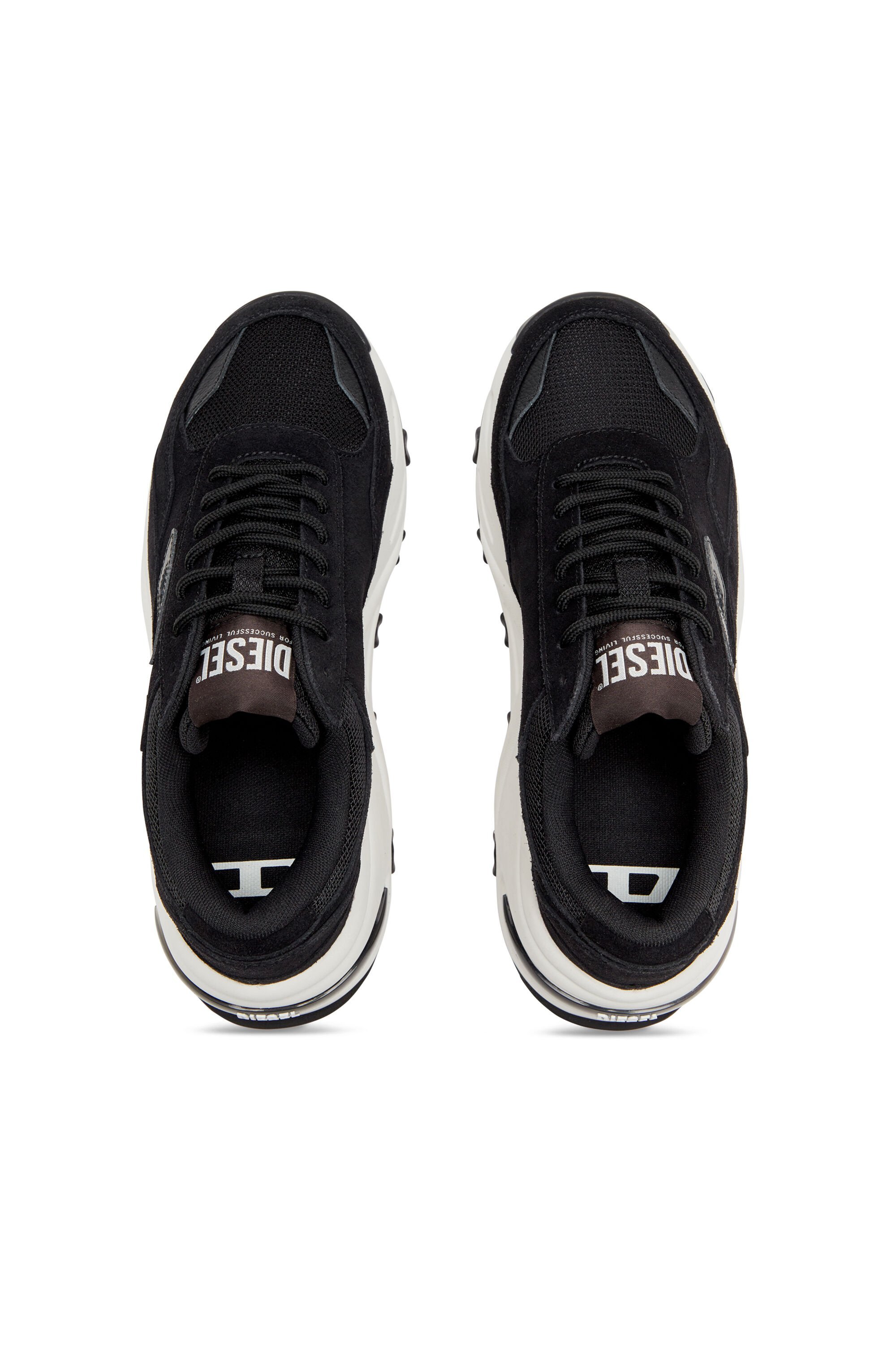 Diesel S-savannah-platform Sneakers In Suede And Mesh In Black