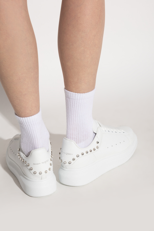 Alexander Mcqueen Leather Sneakers With Platform Sole And Stud Embellishments In White