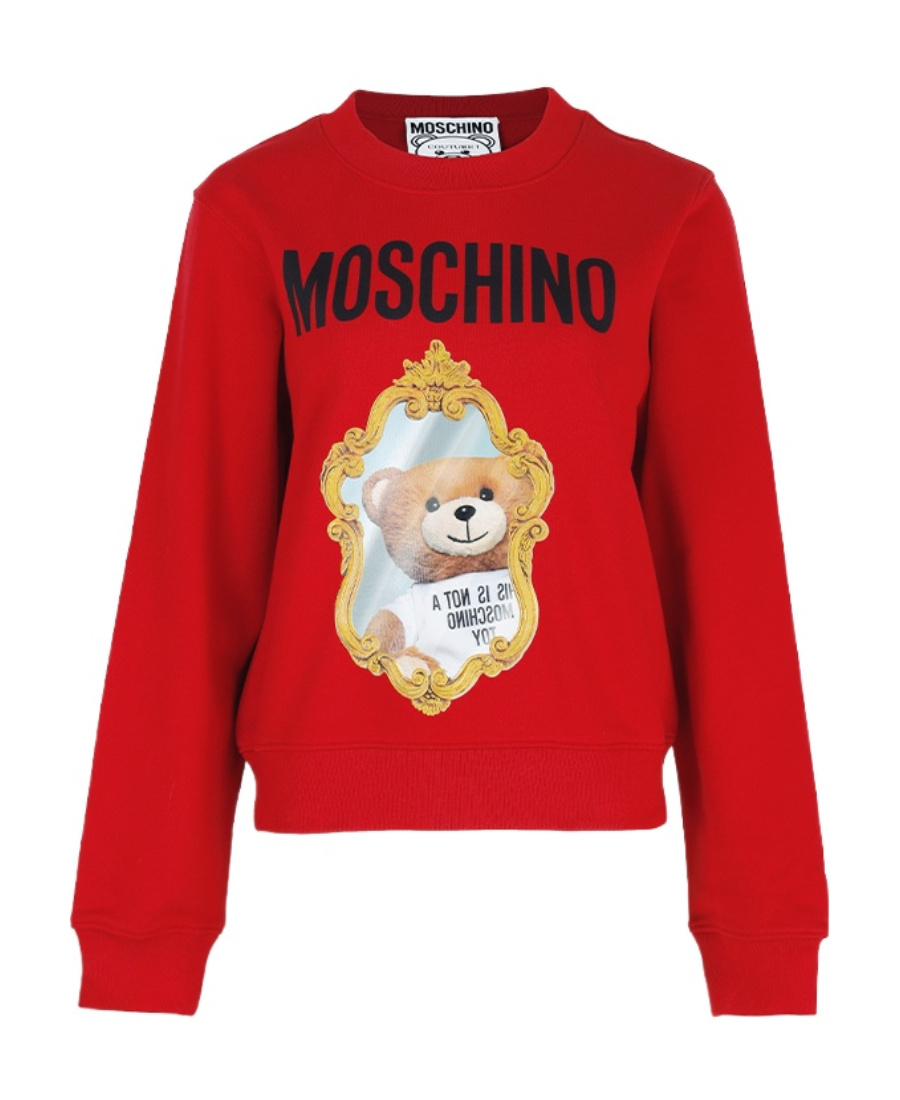 Moschino Teddy Mirror Logo-print Sweatshirt In Red