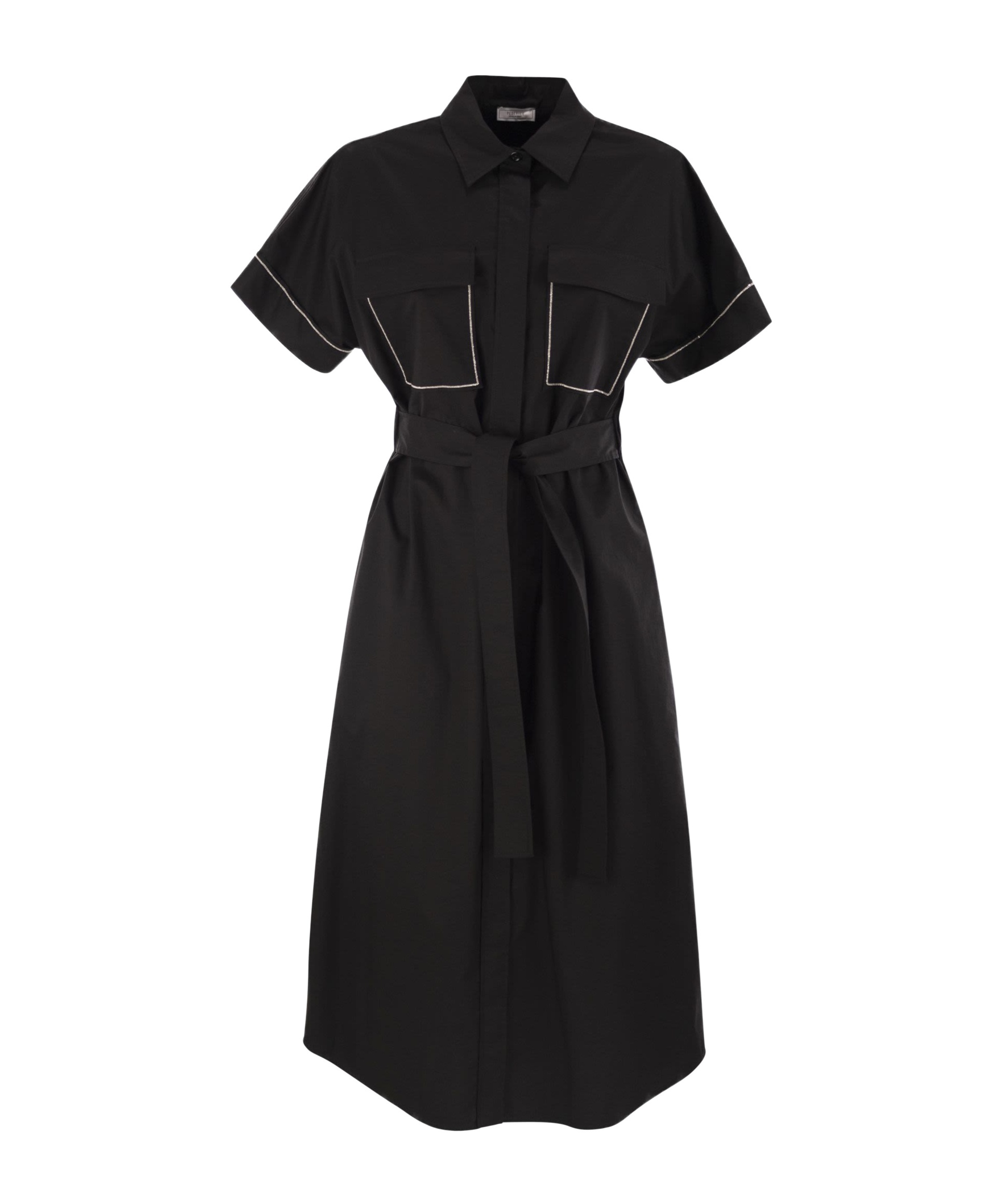 Shop Peserico Light Stretch Cotton Satin Chemisier Dress