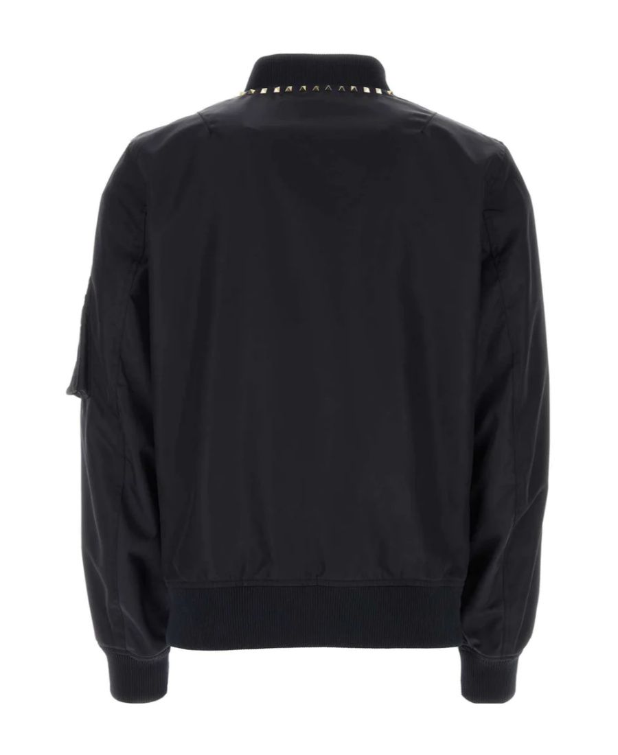 Valentino Rockstud Bomber Jacket In Navy Blue