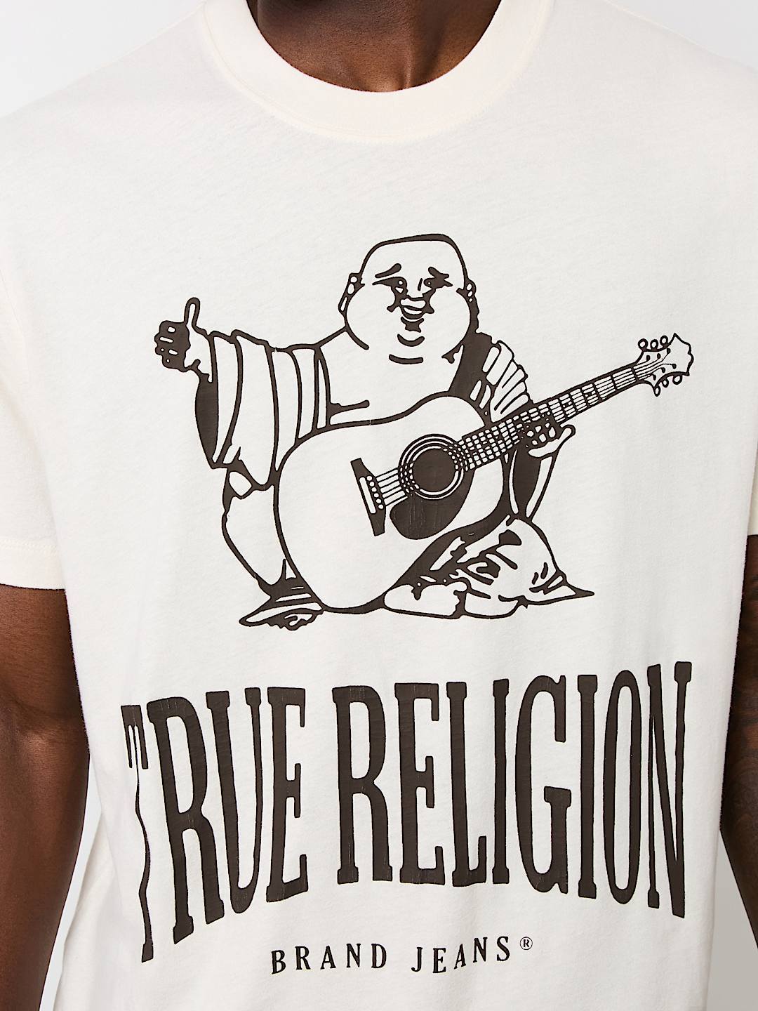 True Religion Vintage Crackle Buddha Tee In White