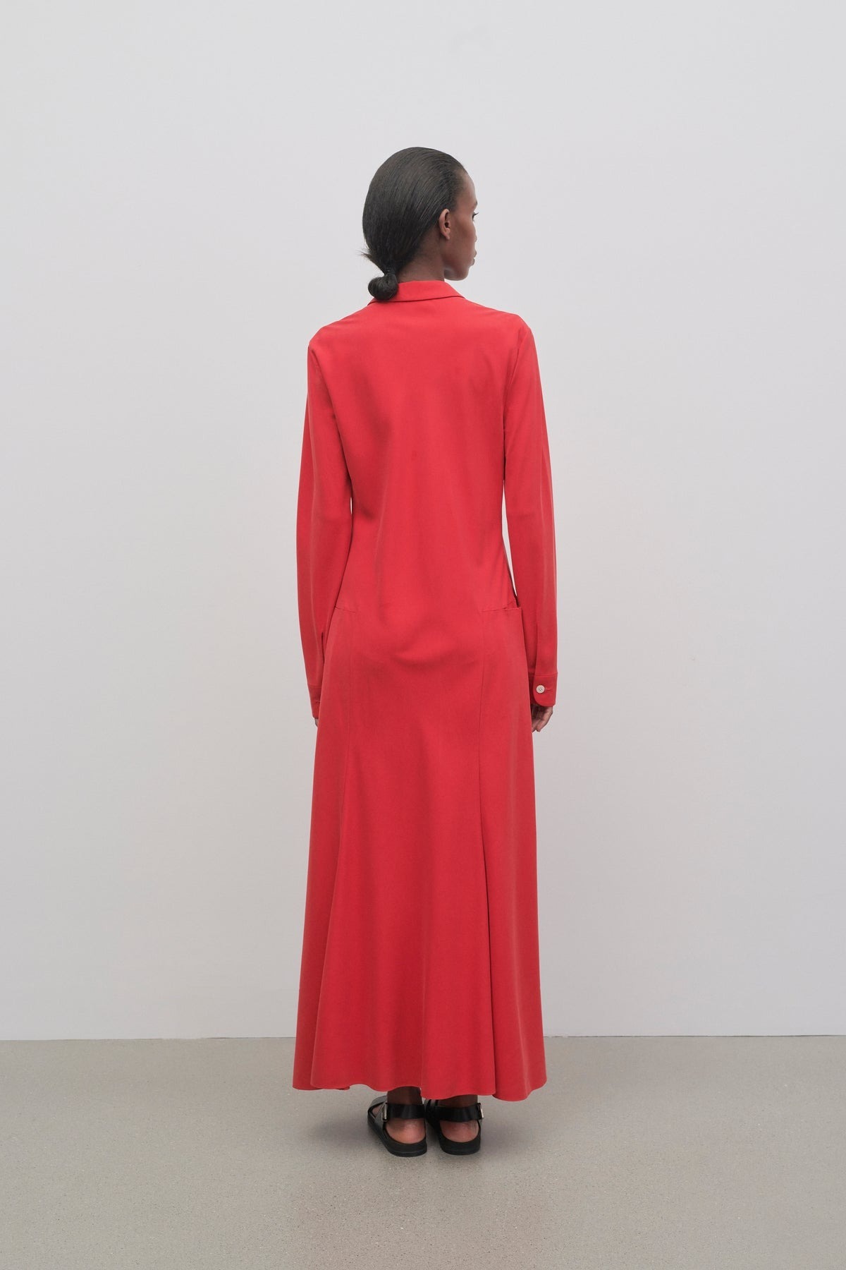 The Row Myra Button-down Silk Crepe Maxi Dress In Red