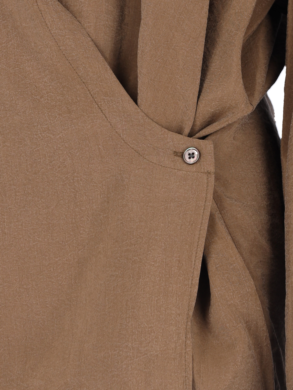 Lemaire Long Sleeved Draped Shirt In Brown