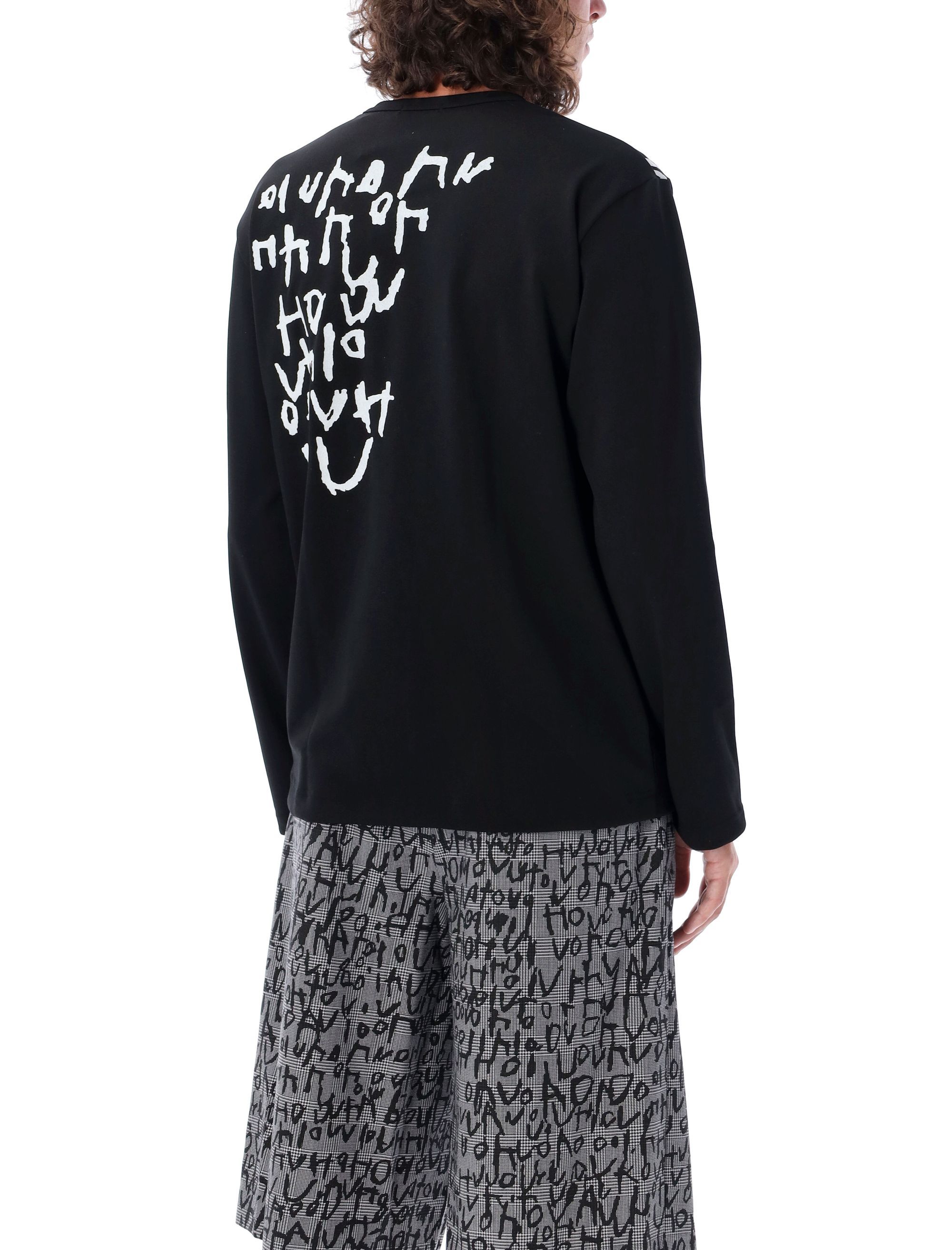 Comme Des Garçons T-shirt With Round Neck And Long Sleeves In Black