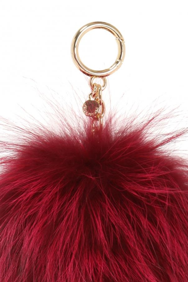 Michael Kors Fluffy Ball Key Chain In Red