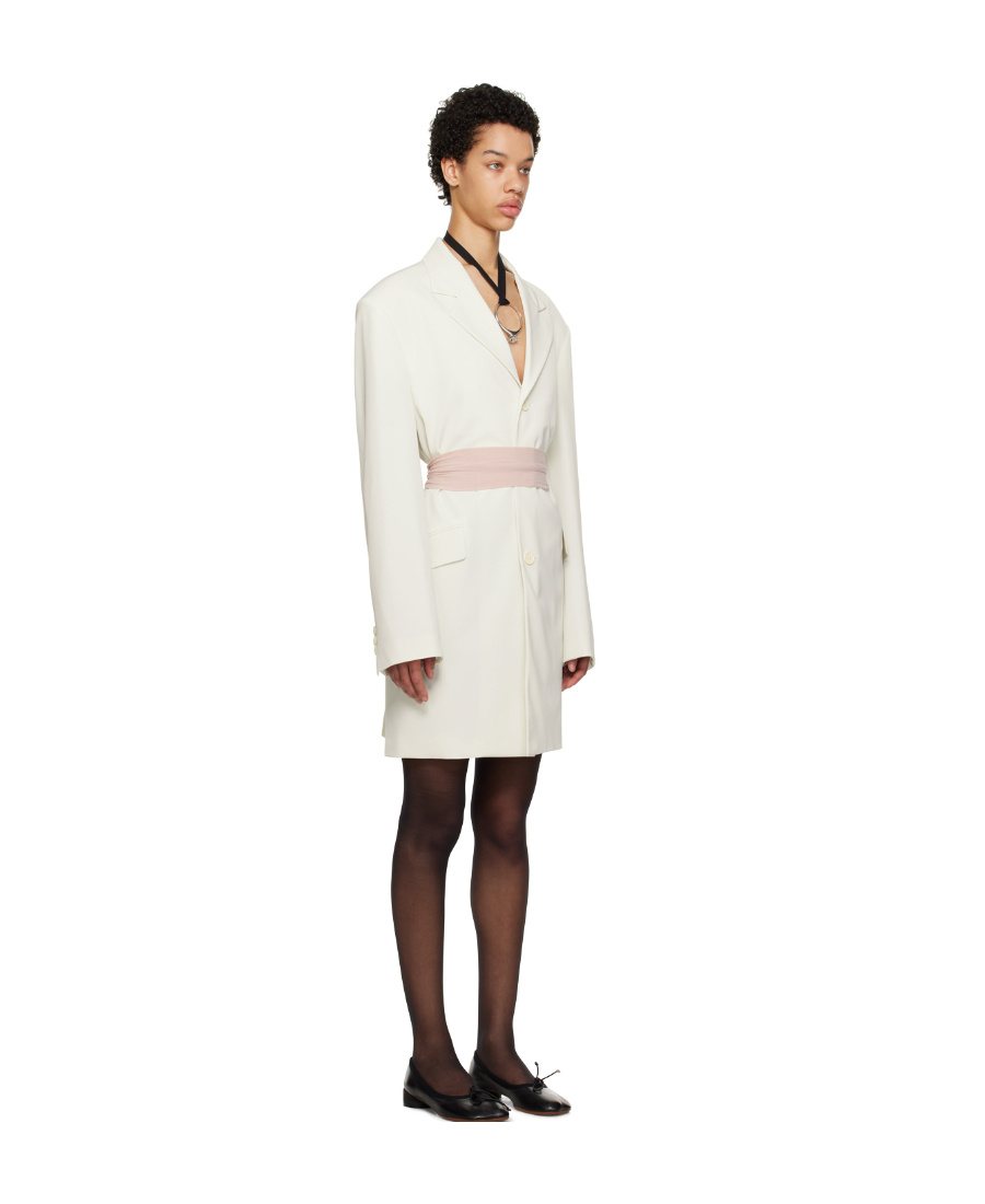 Mm6 Maison Margiela Twill Button Coat In White