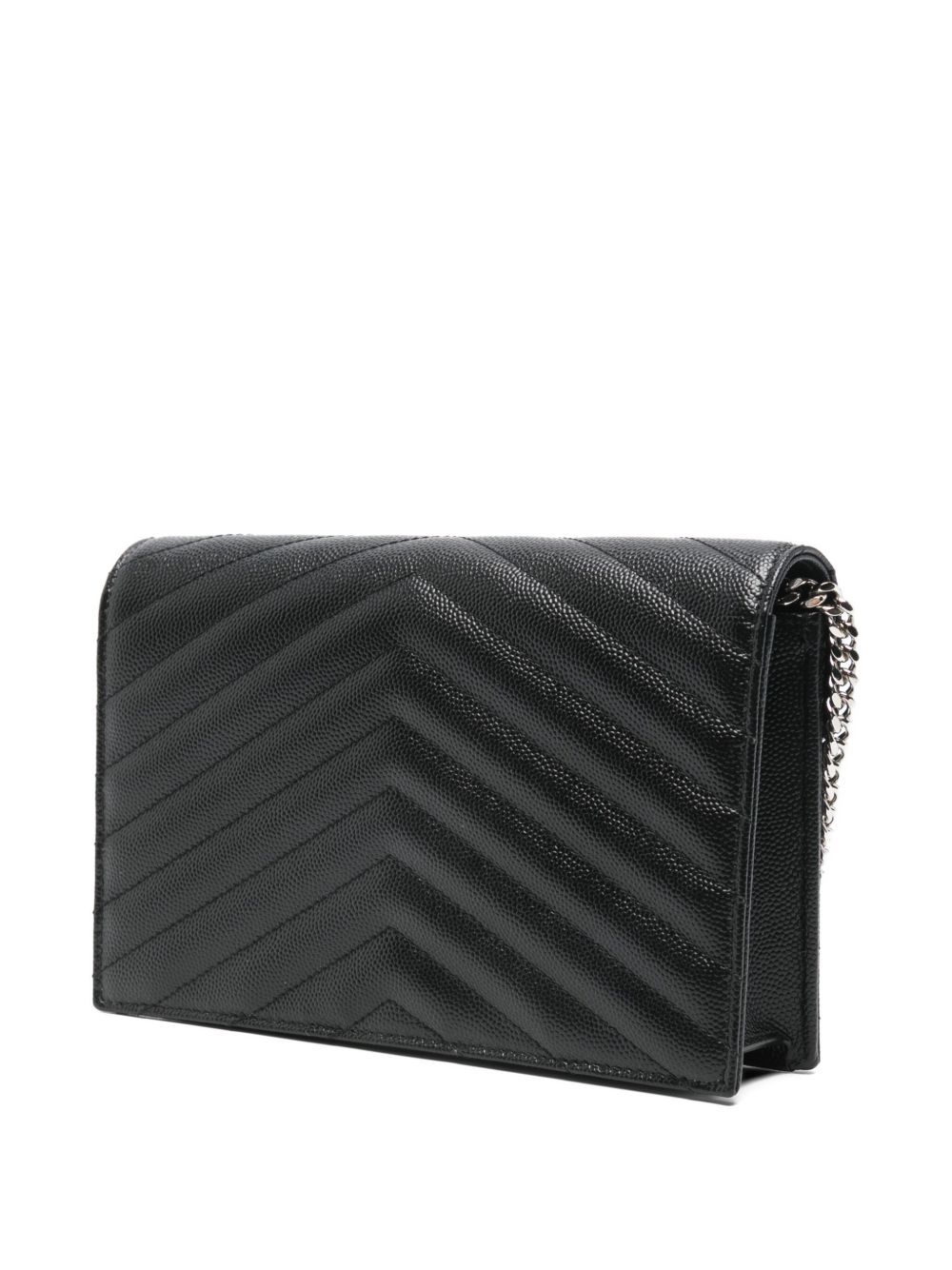 Saint Laurent Chevron Chain Clutch Bag In Black