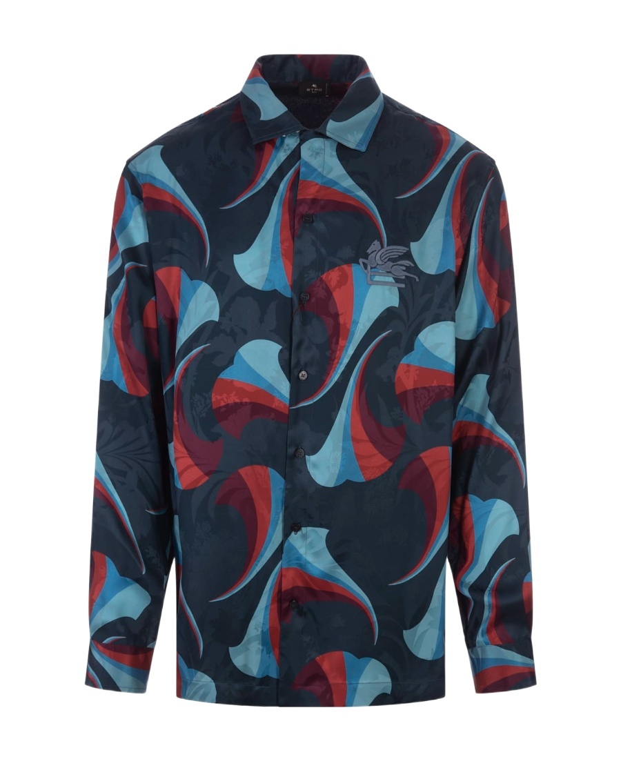 Etro Floral Print Silk Shirt In Black