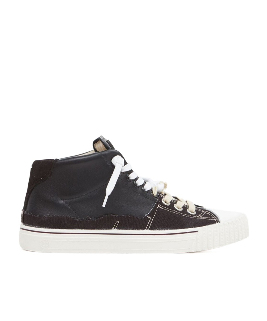 Maison Margiela Black Leather And Canvas New Evolution Sneakers In Black