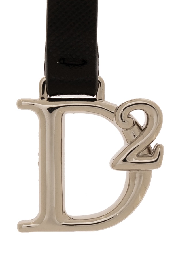 Dsquared2 Logo-plaque Leather Keyring In Nude