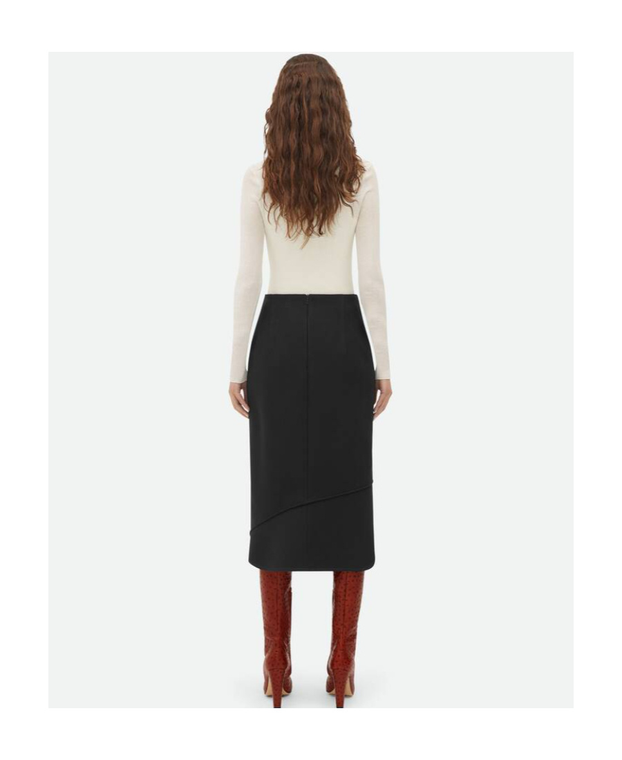 Bottega Veneta Structured Midi Skirt In Black