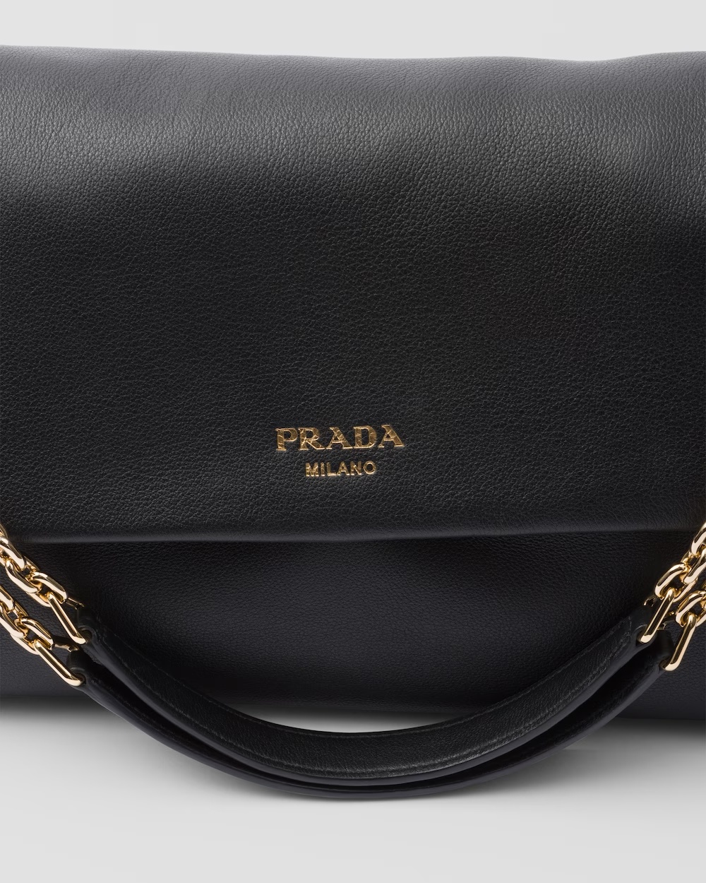 Prada Medium Leather Shoulder Bag In Black