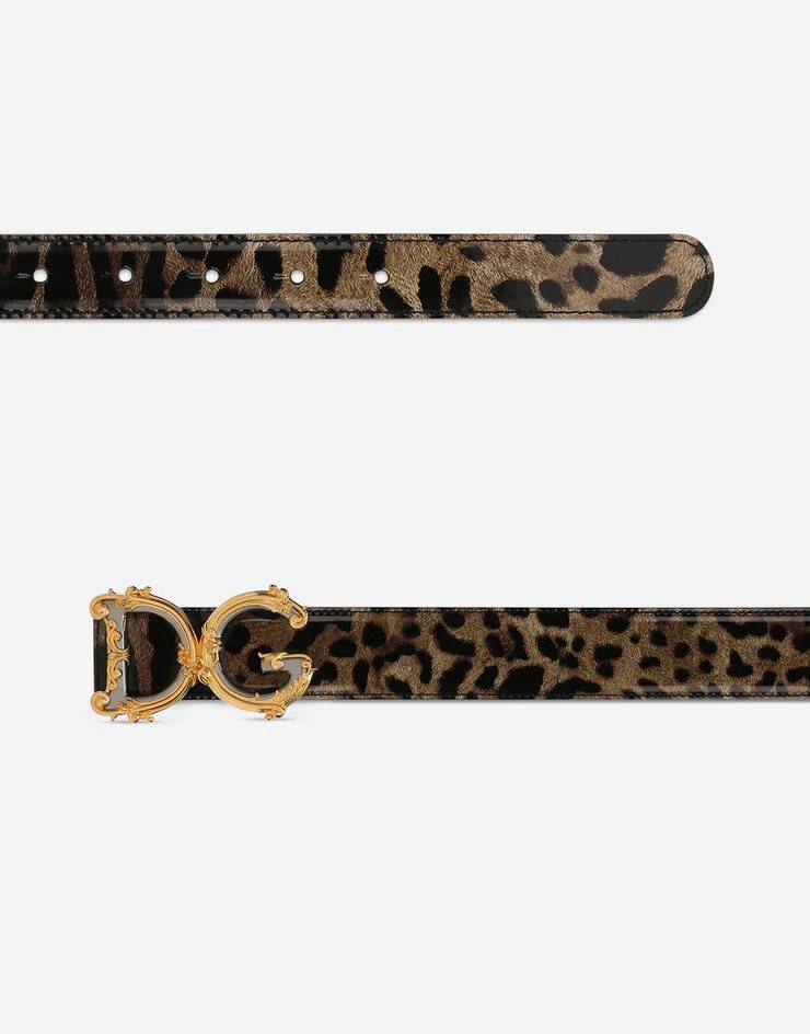 Dolce & Gabbana Logo-plaque Leopard-print Belt In Black