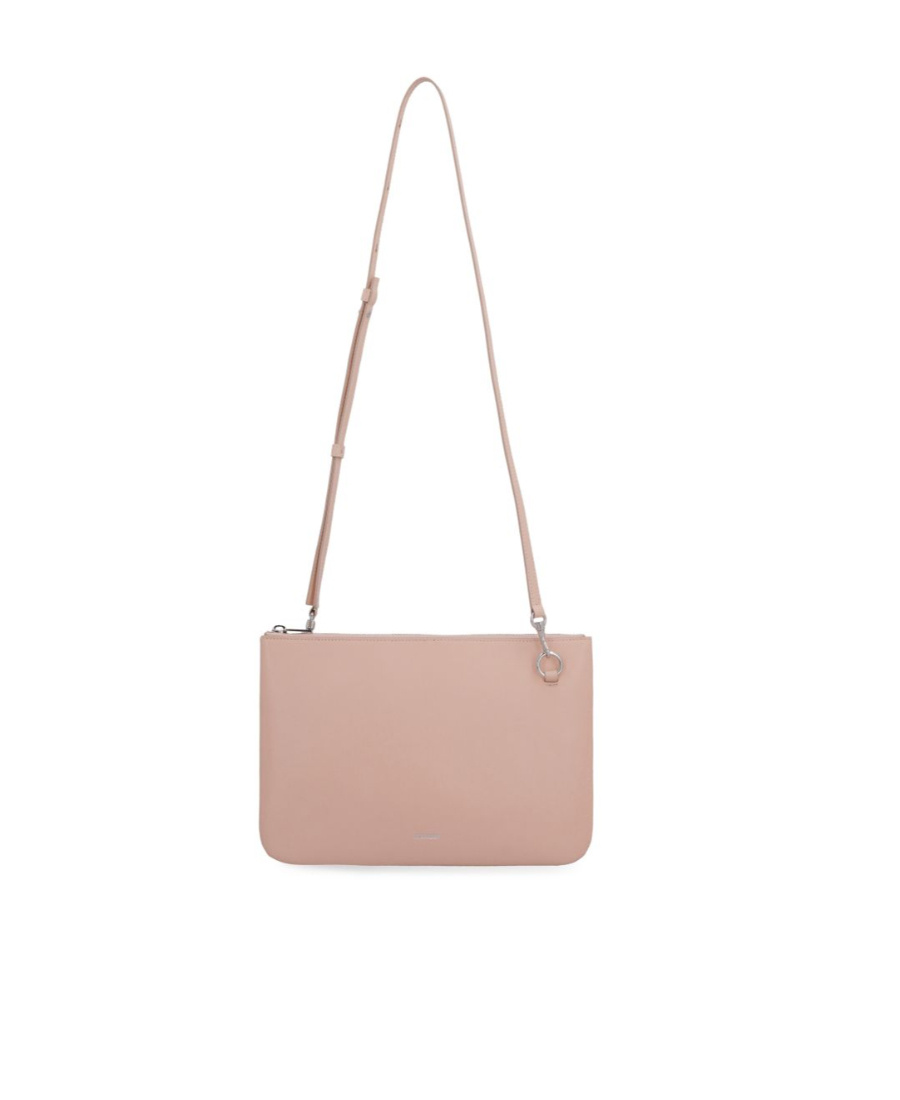 Jil Sander Leather Clutch With Removable Strap In Nude