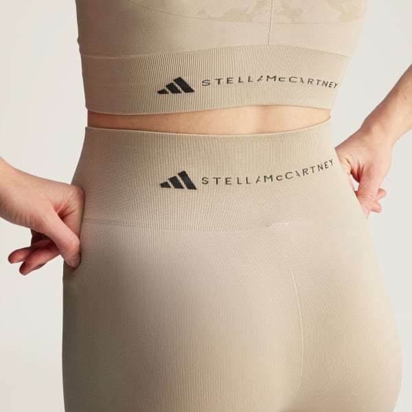 Adidas By Stella Mccartney Truestrength Paneled Printed Stretch Leggings In Nude