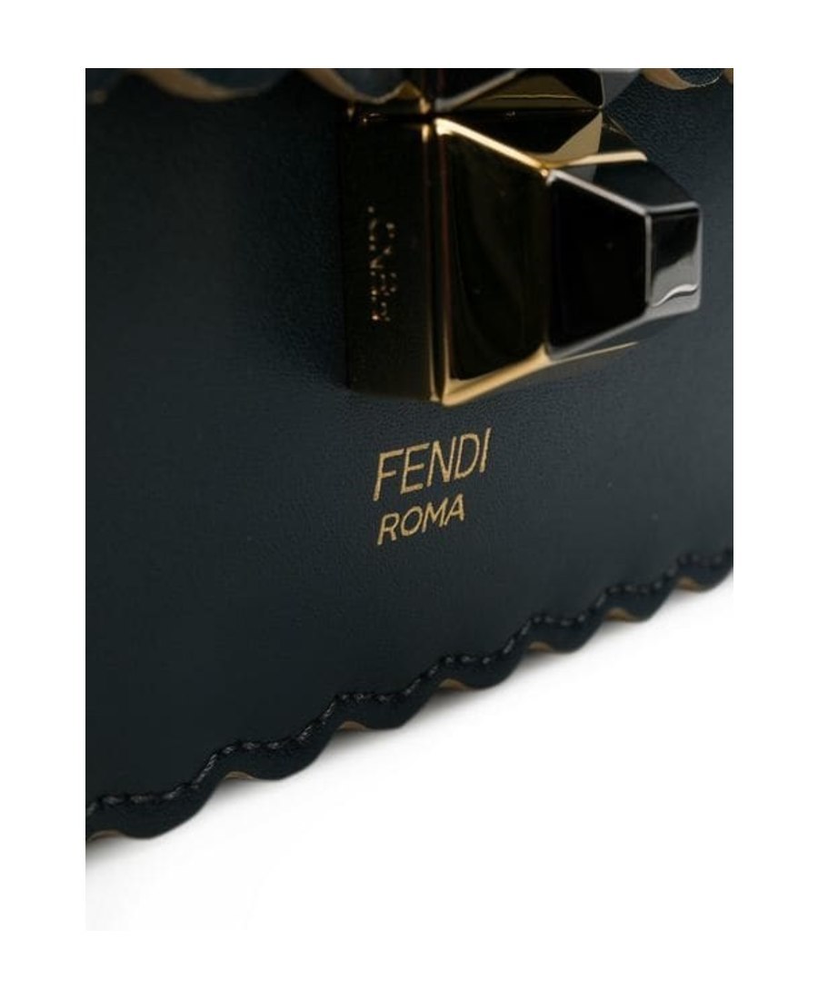 Fendi Kan I Fan Leather Shoulder Bag In Black