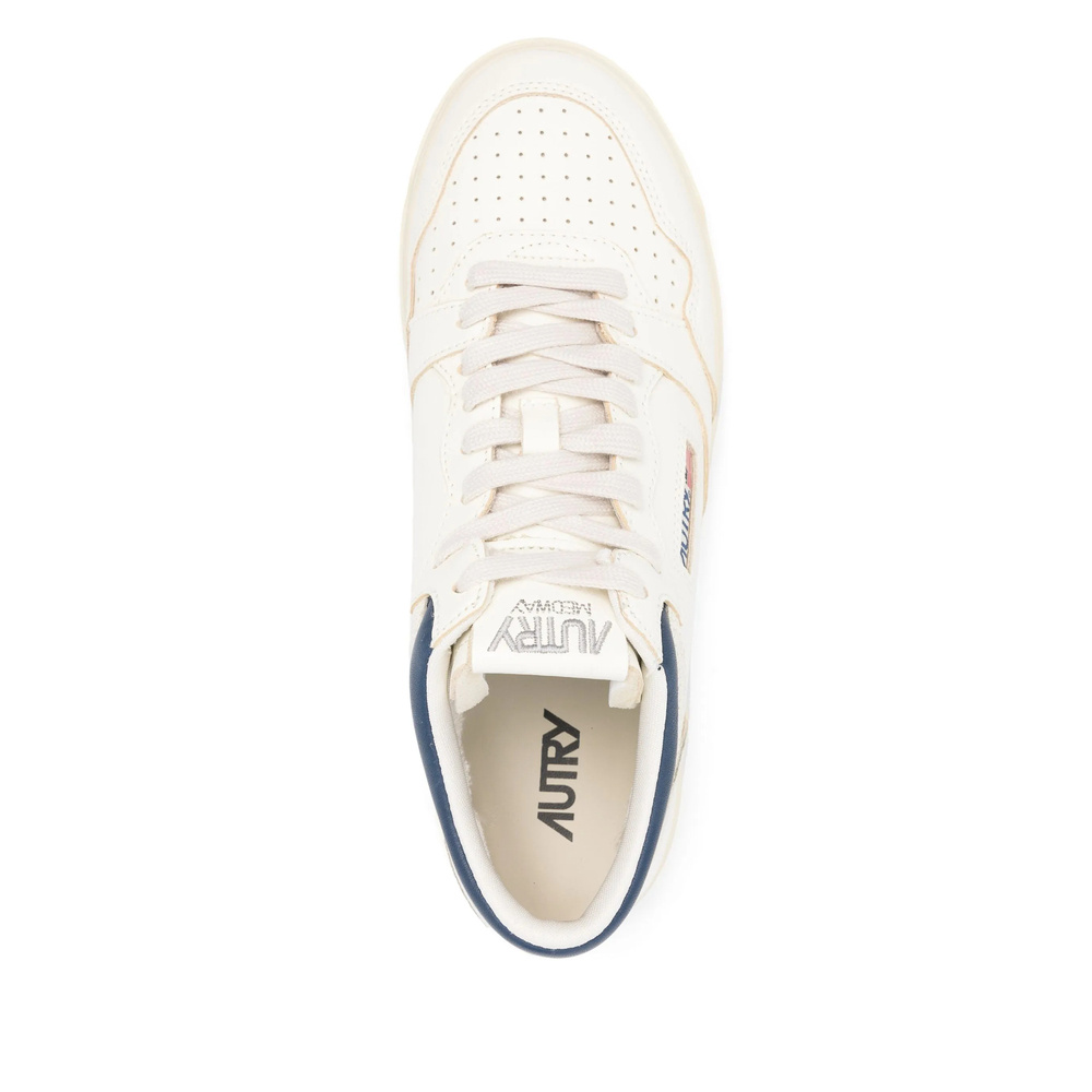Autry Sneakers Med-way Mid In White And Blue Leather In Multi