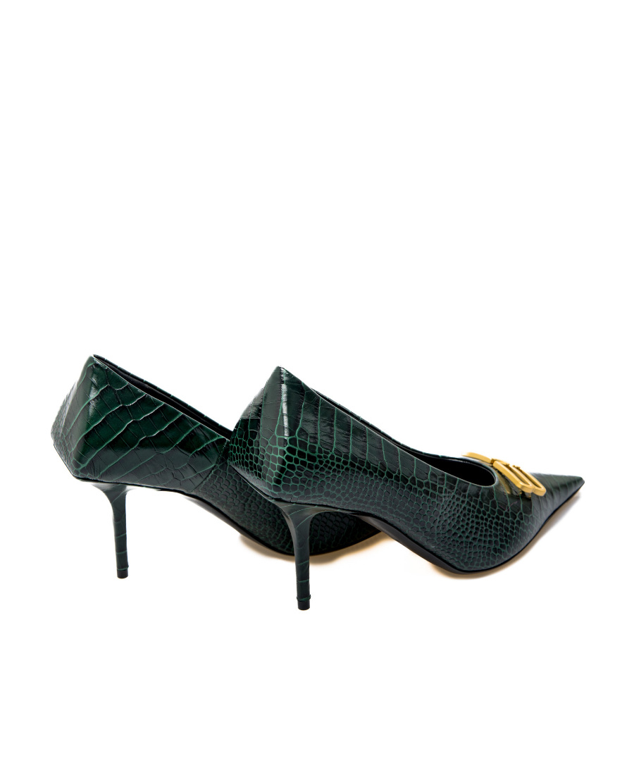 Balenciaga Logo High Heels In Green