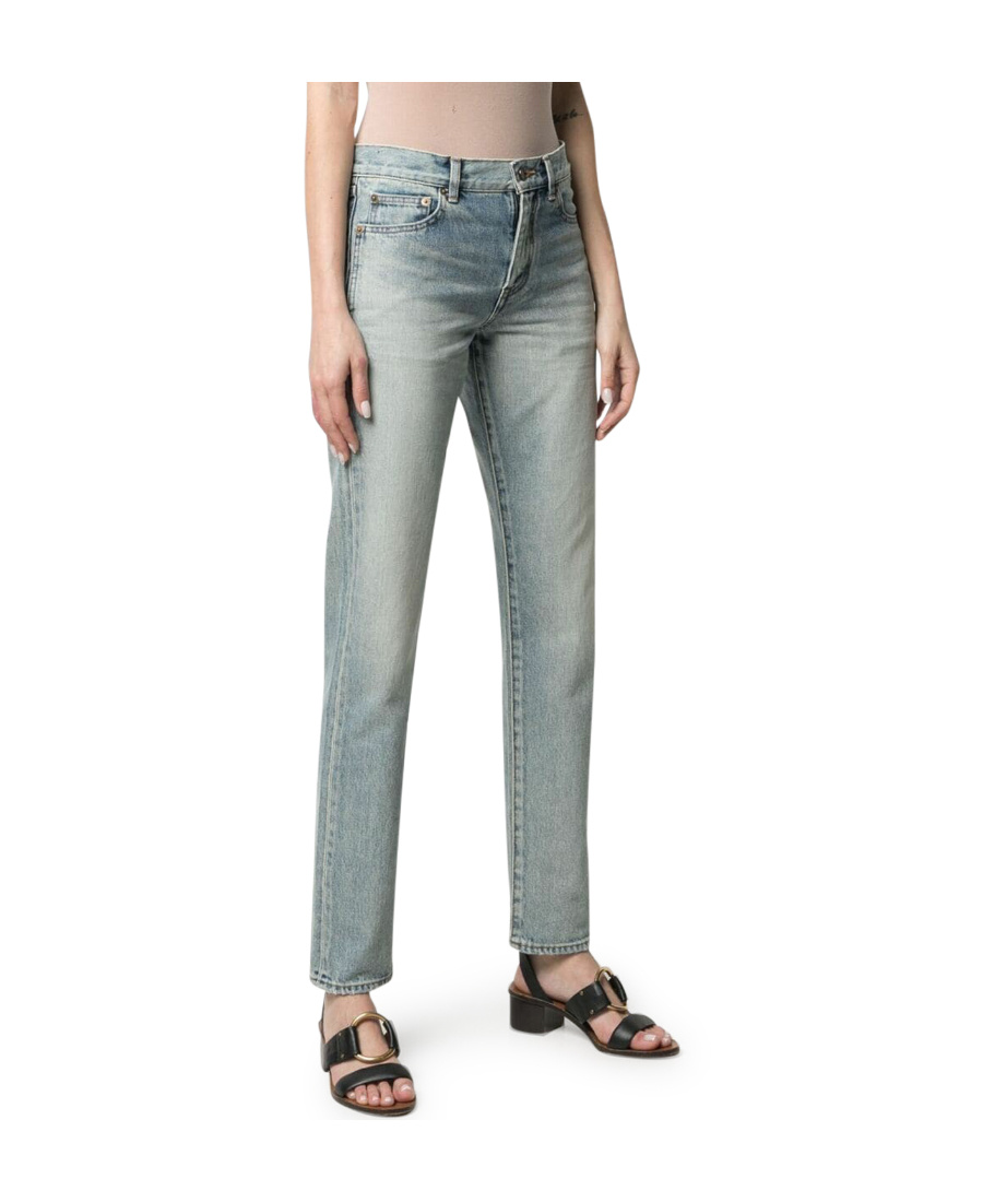 Saint Laurent Mid-rise Slim-fit Jeans In Blue