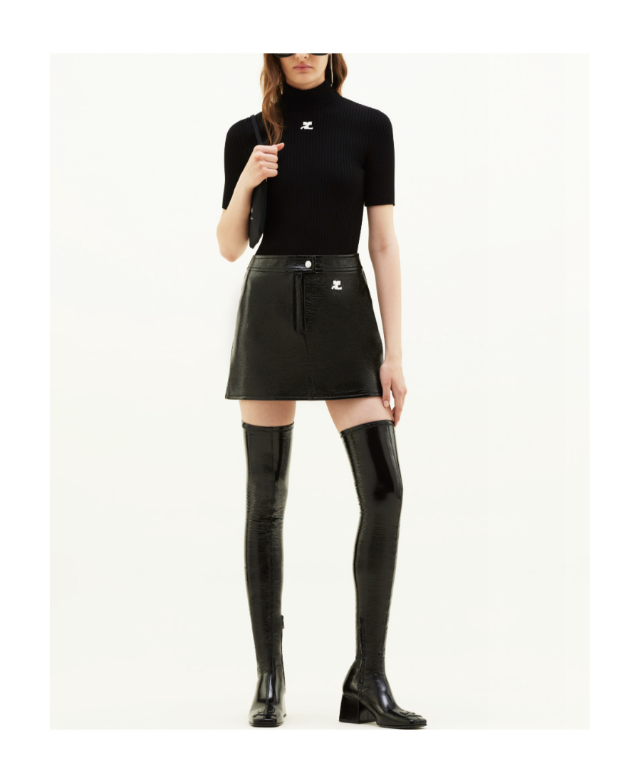 Courrèges Courreges Re Edition Faux Leather Mini Skirt In Black