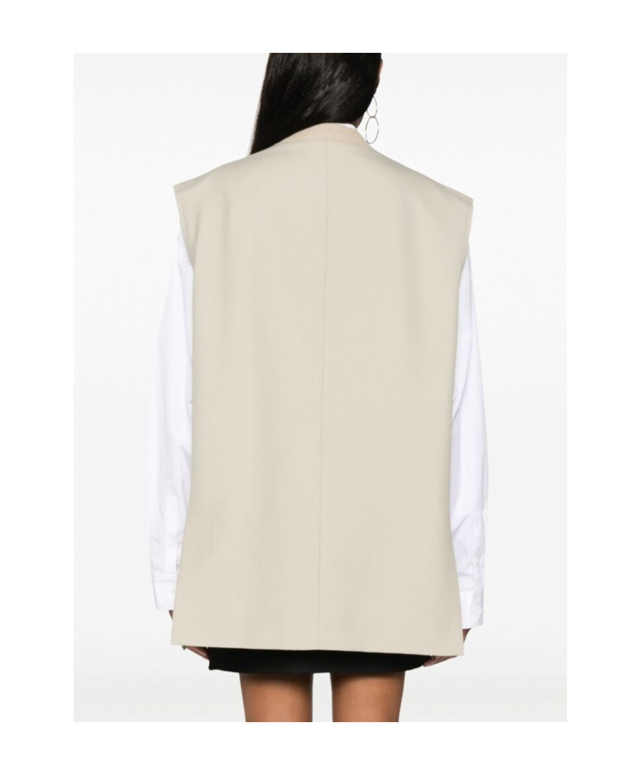 Shop Mm6 Maison Margiela Tailored-cut Single-breasted Vest In Nude