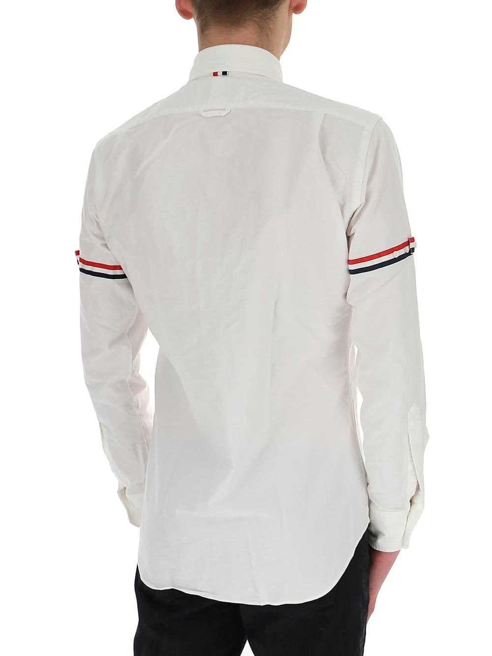 Thom Browne Cotton Shirt With Chest Pocket And Cuffed Sleeves In White