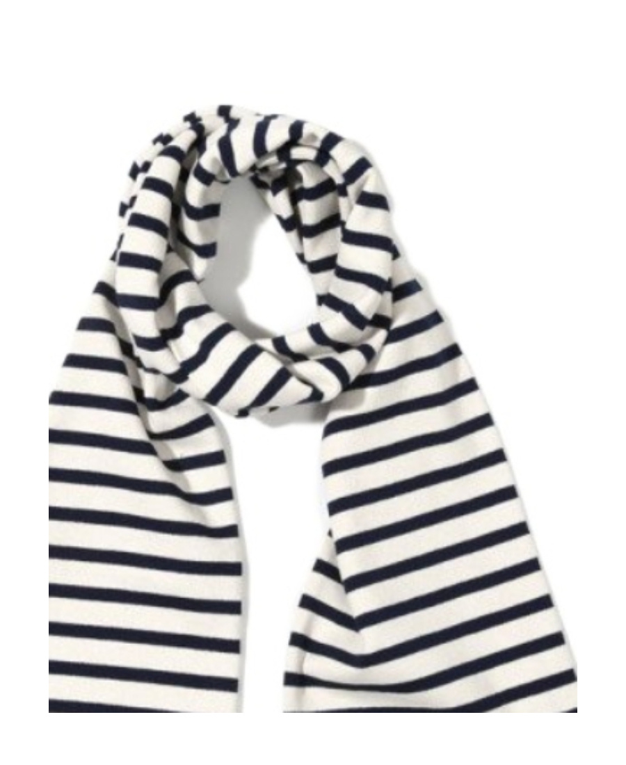 Saint James Logo Horizontal Stripe Scarf In White