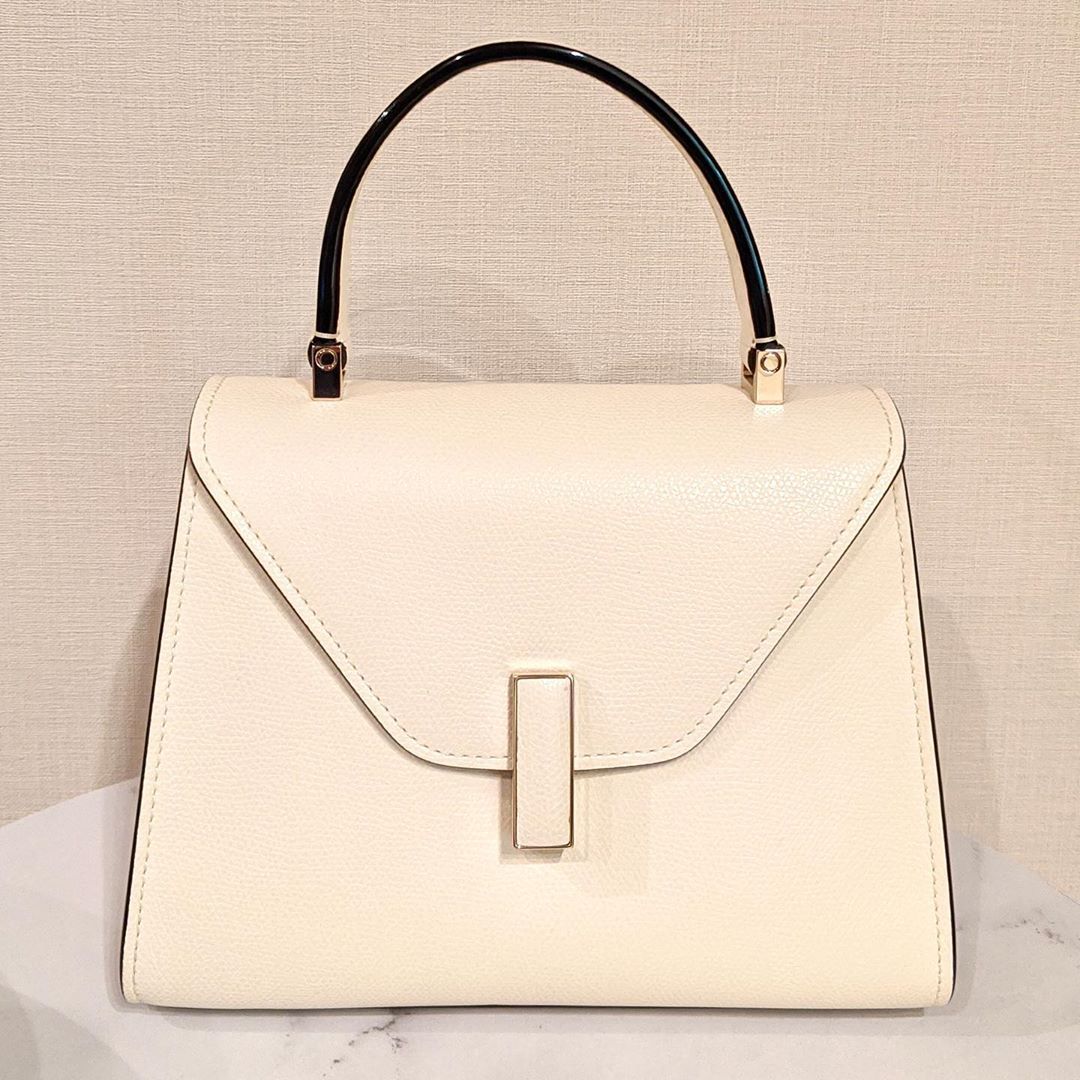 Valextra Micro Iside Grain Leather Top Handle Bag In Nude