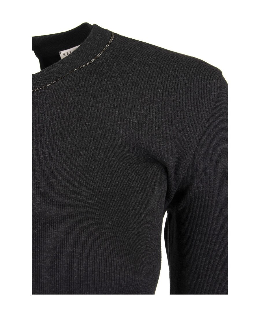 Brunello Cucinelli Monili Insert Crewneck T-shirt In Black