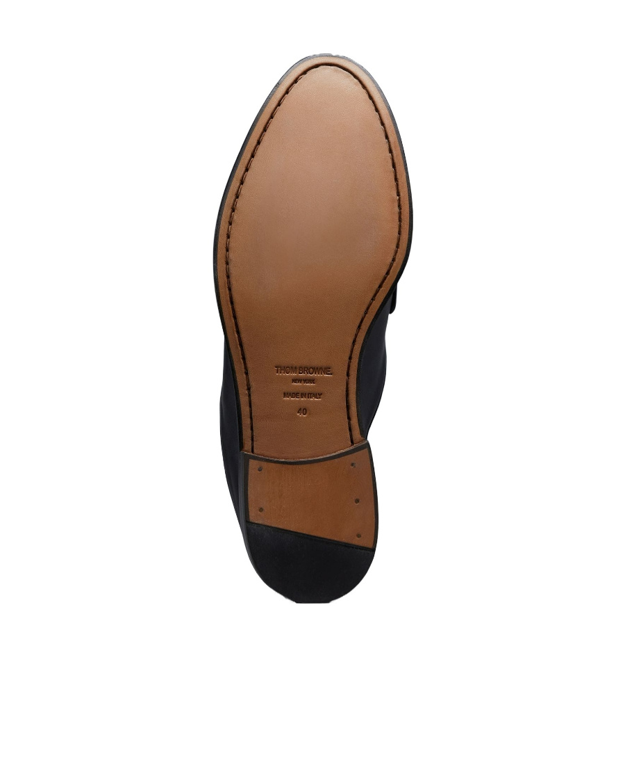 Thom Browne Grained Leather Mule Loafers In Black