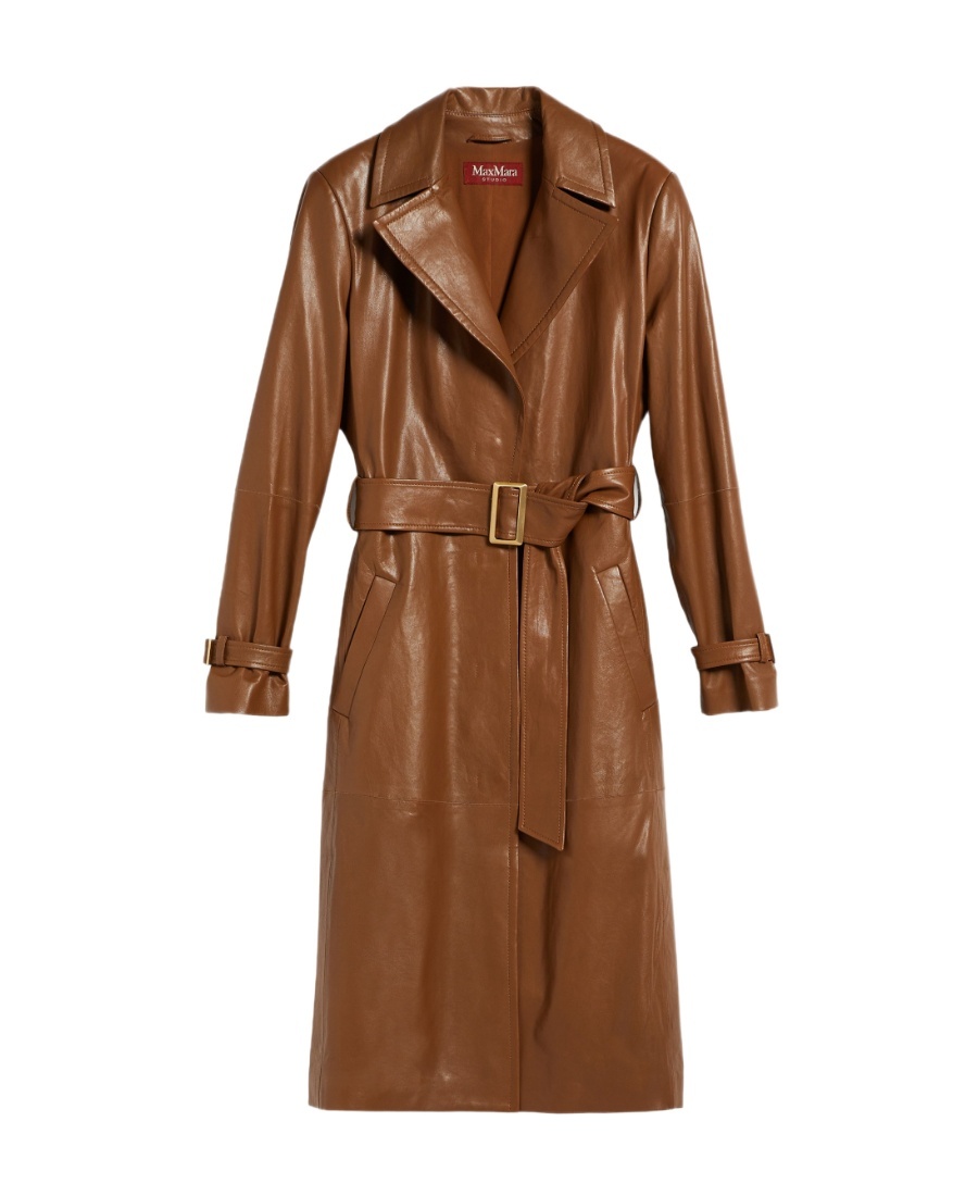 Max Mara Belt Decorated Coat In Brown