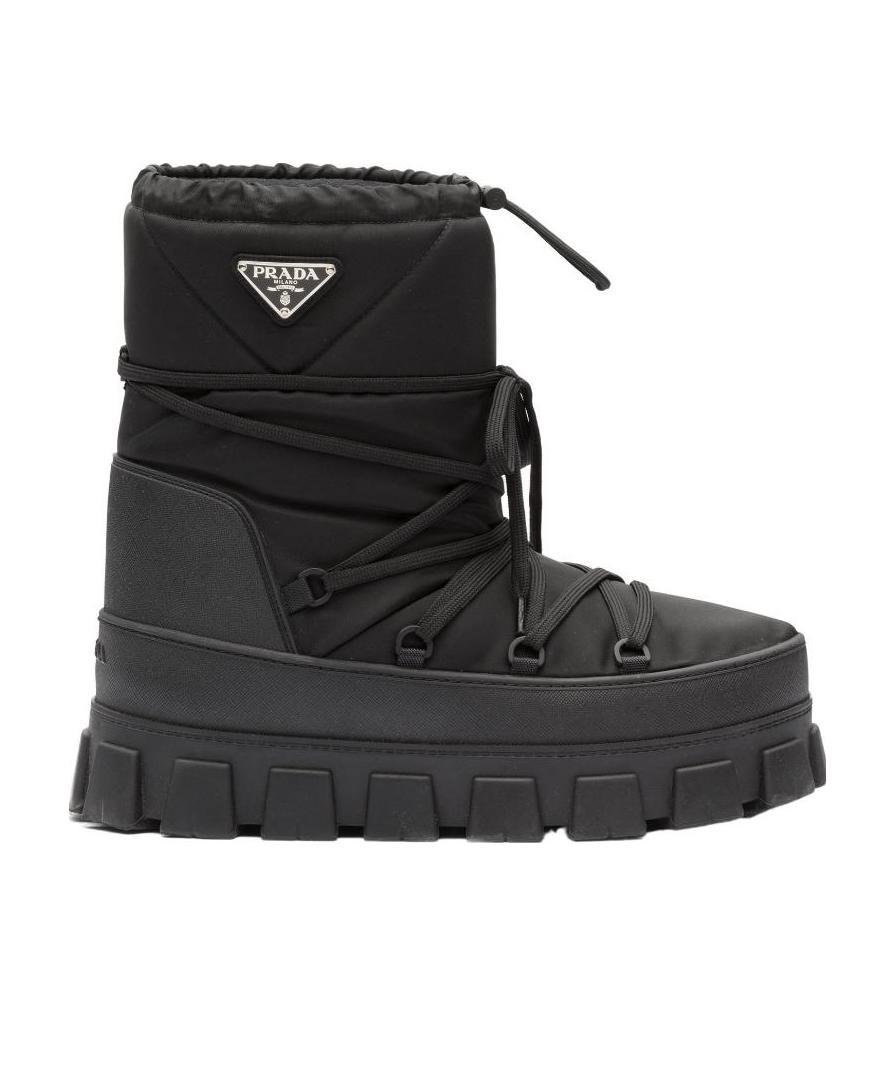 Prada Men's Nylon Gabardine Apres Ski Boots In Black