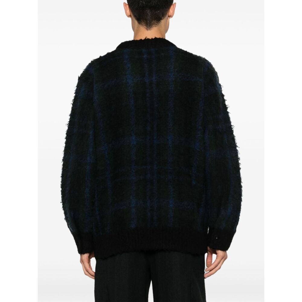 Sacai Check-pattern Sweater In Black