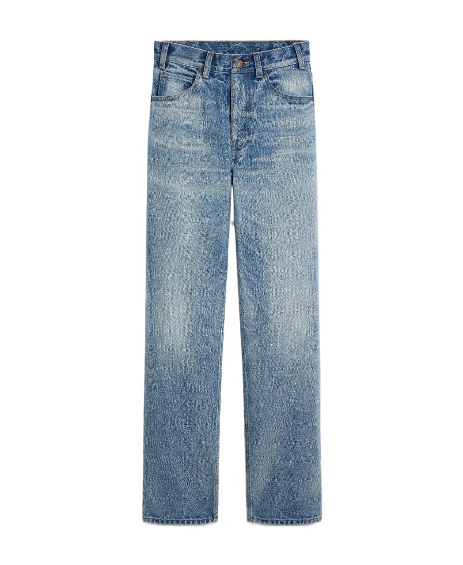 Celine Beard Striped Wide-legged Jeans In Blue