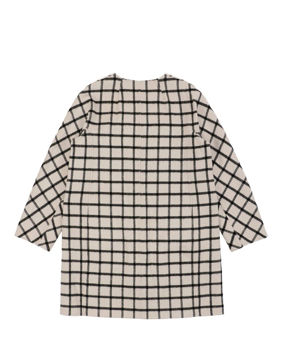Weekend Max Mara Round-necked Plaid Coat In White