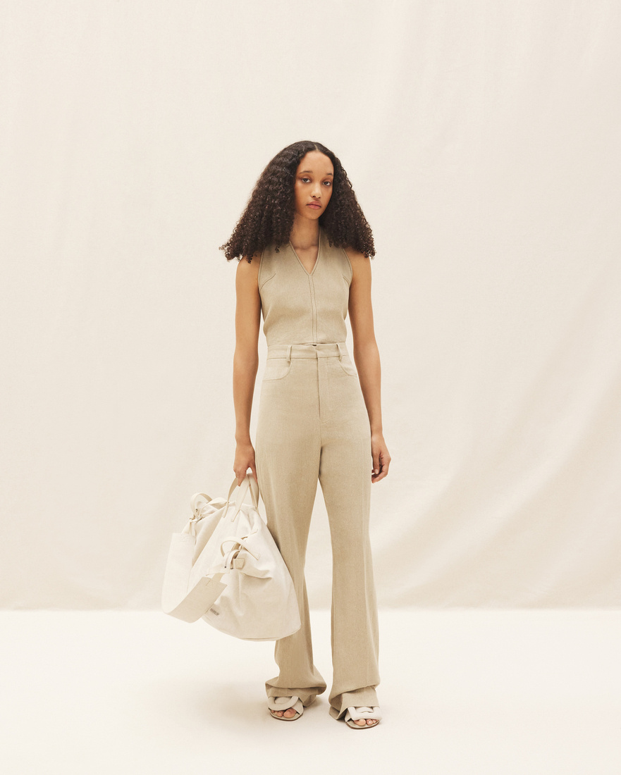 Jacquemus High-rise Straight-leg Trousers In Nude