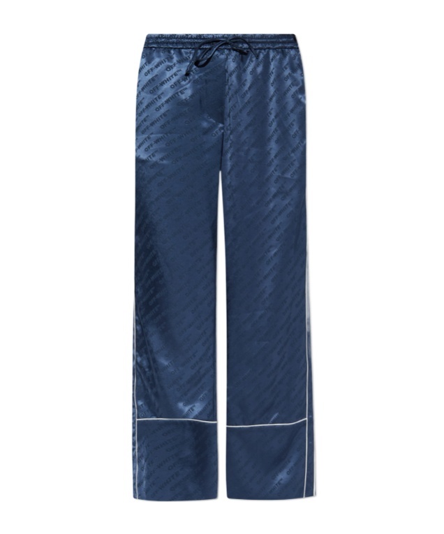 Off-white Jacquard Satin Pajama Pants In Blue